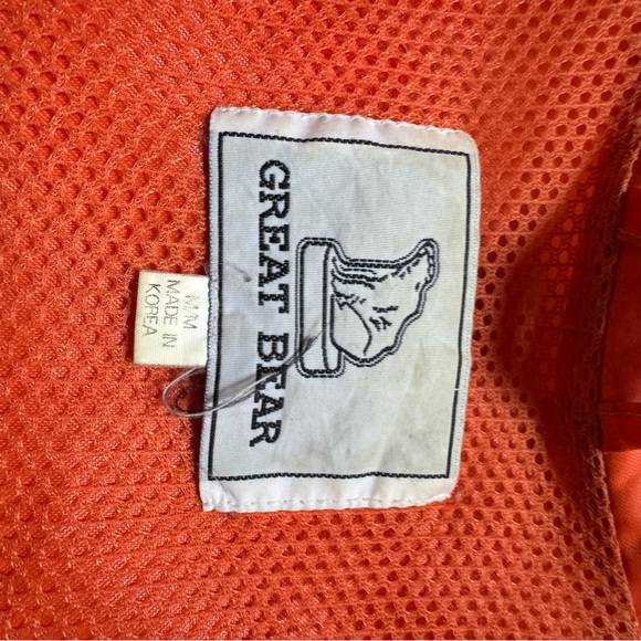 Vintage 90s Great Bear Orange Black Stripe Windbreaker Jacket Mens M Retro - Picture 5 of 15